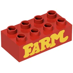 Duplo Brick 2 x 4 with 'FARM' Print / Red