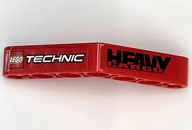 Lego Technic, Liftarm, Modified Bent Thick 1 x 7 (4 - 4) with LEGO TECHNIC Logo and 'HEAVY CARGO' Pattern (Stickers) - Set 8041