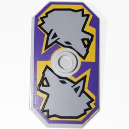 Shield Rectangular with Stud, Knights Kingdom Danju Wolf Print / Very Light Bluish Gray