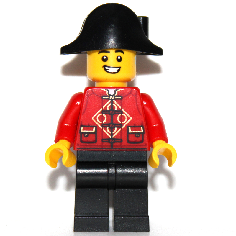Lego Red Torso, Black Legs, Black Bicorne, Hearing Aid