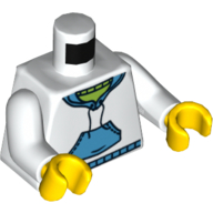 Lego Torso Hooded Sweatshirt with Medium Blue Pocket and Drawstring Front, Medium Blue Hood Back Print, White Arms, Yellow Hands