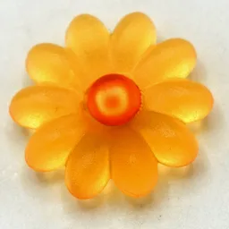 Clikits Icon, Flower 2 x 2 Large, 10 Petals with Pin [Frosted] Trans-Neon Orange Center Cabochon / Trans-Flame Yellowish Orange