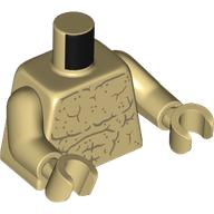 Lego Torso, Muscles, Dark Tan Sand print, Tan Arms and Hands / Tan