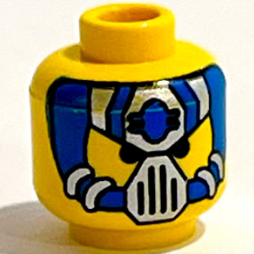 Lego Minifig Head Aldar Beedo / Hydronaut, Blue and Silver Mask Type 1 Print [Blocked Open Stud] / Yellow