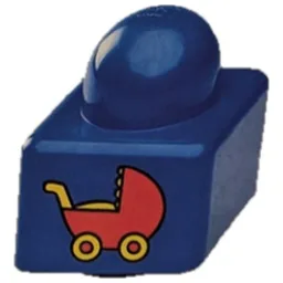 Primo Brick 1 x 1 with Red Baby Carriage Print