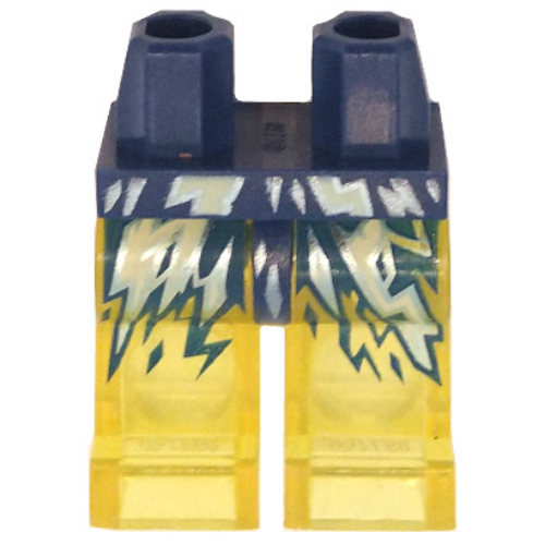 Lego Hips and Trans-Yellow Legs with Azure, Yellow, Dark Blue Lightning print / Dark Blue