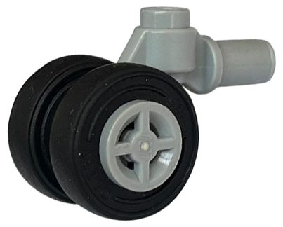 Lego Technic Pin with Dual Wheels Holder with Light Bluish Gray Wheels and Black Tires (61483 / 4624 / 59895)