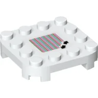 Plate Round Corners 4 x 4 x 2/3 Circle with Reduced Knobs and Double Arrows and Barcode Print (Sticker)