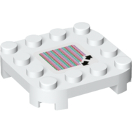 Lego Plate Round Corners 4 x 4 x 2/3 Circle with Reduced Knobs and Double Arrows and Barcode Print (Sticker)