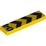 Tile 1 x 4 with Warning arrows and 04 Print / Yellow