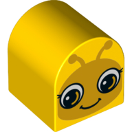 Lego Duplo Brick 2 x 2 x 2 Curved Top with Side A Insect Eyes Open and Side B Eyes Closed / Yellow