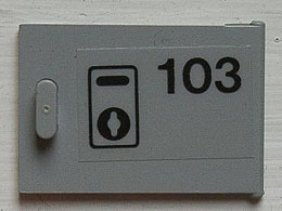 Lego Container, Cupboard 2 x 3 x 2 Door with '103' and Keyhole Pattern (Sticker) - Set 6597 / Light Gray