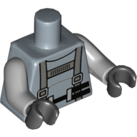 Lego Torso Scuba Suit, Dark Bluish Gray Straps with Silver Buckles and Black Belt Print, Light Bluish Gray Arms, Black Hands / Sand Blue