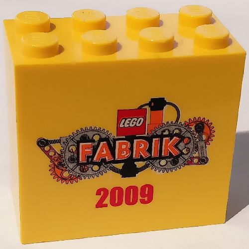 Lego Brick 2 x 4 x 3 with 'LEGO FABRIK 2009' Print / Yellow