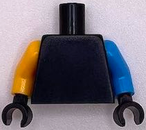 Lego Torso Plain / Medium Azure Arm Left / Bright Light Orange Arm Right / Black Hands