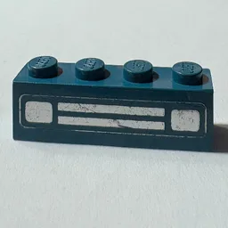 Brick 1 x 4 with Black Car Grill Print [Embossed] / Blue