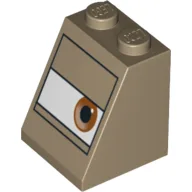 Brick Sloped 65° 2 x 2 x 2 with Eye, Brown in White Rectangle Print (Sarge)