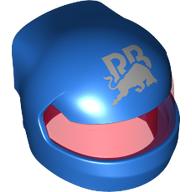 Lego Helmet, Formula 1 with Trans-Red Visor pattern and Silver 'RB', Bull print