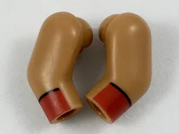 Arm, (Matching Left and Right) Pair with Red Cuffs Pattern / Medium Nougat