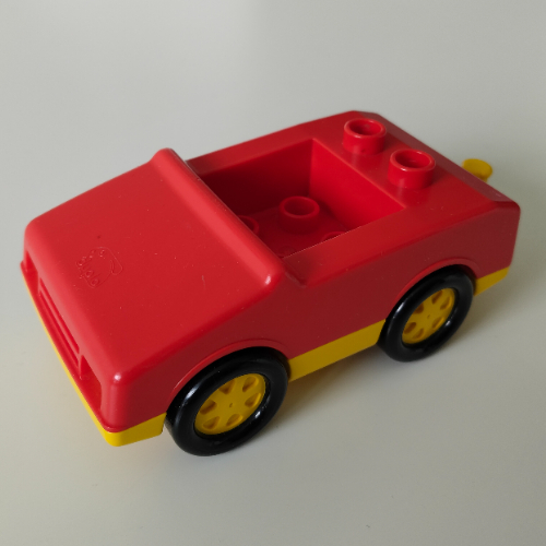 Lego Duplo Car with 1 x 2 Studs with Yellow Base / Red