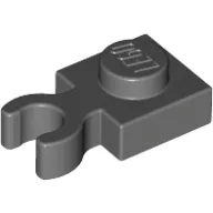 Plate Special 1 x 1 with Clip Vertical [Thick Open O Clip] / Dark Bluish Gray