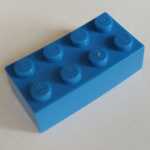 Lego Brick 2 x 4 without Bottom Tubes / Blue