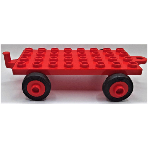 Lego Duplo Car Base 4 x 8 x 1/3 with Old Style Closed Hitch End / Red