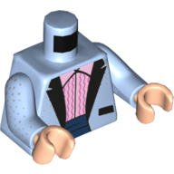 Lego Torso Tuxedo Jacket with Silver Dots, Bright Pink Ruffled Shirt Print (Dick Grayson), Bright Light Blue Arms, Light Nougat Hands / Bright Light Blue