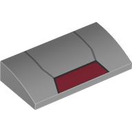 Lego Brick Curved 2 x 4 x 2/3 No Studs with Dark Red Trapezoid Shape (Iron Man Armor) print / Light Bluish Gray