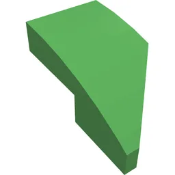 Brick Wedged, Curved 2 x 1 with Stud Notch Left / Bright Green