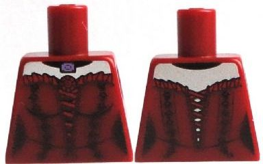 Lego Torso Female Laced Corset with Red Frills and Pendant Pattern