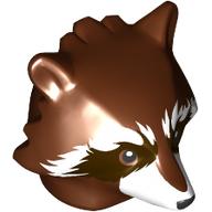 Lego Minifig Head Special, Raccoon, Dark Brown and White Fur Print (Rocket) / Reddish Brown