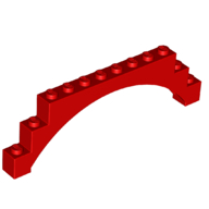 Lego Brick Arch 1 x 12 x 3 Raised Arch with 5 Cross Supports / Red