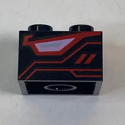 Brick 2 x 2 with Red Digital Eye on Both Sides Print / Black
