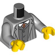 Lego Torso Striped Suit Jacket, Dark Bluish Grey Vest, White Shirt, Sand Red Tie print, Light Bluish Gray Arms, Yellow Hands / Light Bluish Gray