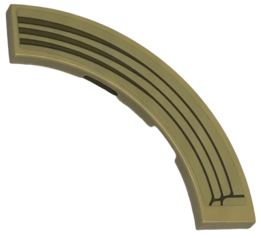 Lego Tile, Round Corner 4 x 4 Macaroni with Dark Tan Curved Arch Pattern Model Right Side (Sticker) - Set 76413