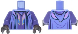 Torso Robe Open with Hood over Dark Purple Top with Bright Pink and Dark Azure Curved Panels and Gold Trim Pattern / Dark Purple Arms / Umber Hands / Blue Violet