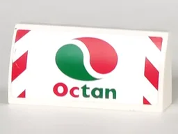 Slope, Curved 2 x 4 x 2/3 with Bottom Tubes with Octan Logo and Red and White Danger Stripes on Outside Edges Pattern (Sticker) - Set 60022