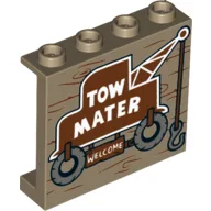 Panel 1 x 4 x 3 with Tow Maters Welcome Print / Dark Tan