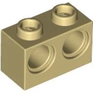 Technic Brick 1 x 2 [2 Pin Holes] / Tan