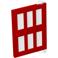 Lego Door 1 x 4 x 5 Right with 6 Panes / Red