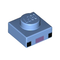 Lego Plate 1 x 1 with Black Eyes, Medium Lavender Nose print / Medium Blue