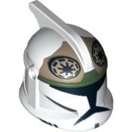 Lego Helmet Clone Trooper Phase 1, with Side Holes, Clone Gunner Print / White
