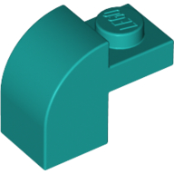 Lego Brick Curved 1 x 2 x 1 1/3 with Curved Top / Dark Turquoise