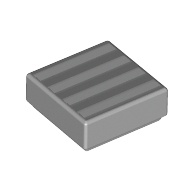 Lego Tile 1 x 1 with White Lines/Stripes print / Light Bluish Gray