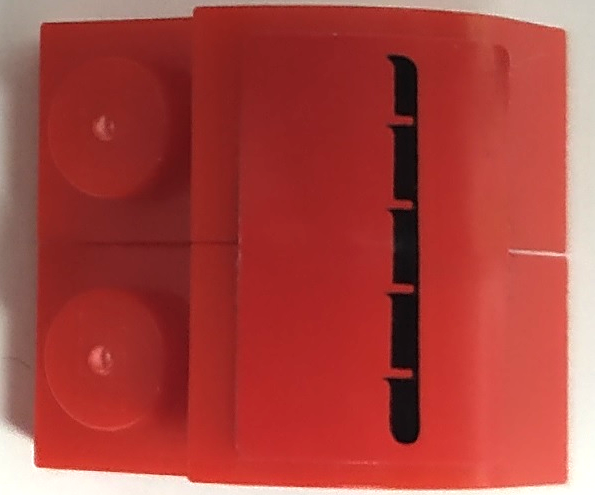 Lego Stickered Assembly 2 x 2 x 1 1/3 with Black Air Intake Vents on Red Background Pattern Model Left Side (Sticker) - Sets 8153 / 8155