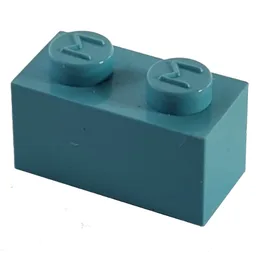 Modulex Brick 1 x 2 with M on Stud / Modulex Pastel Blue