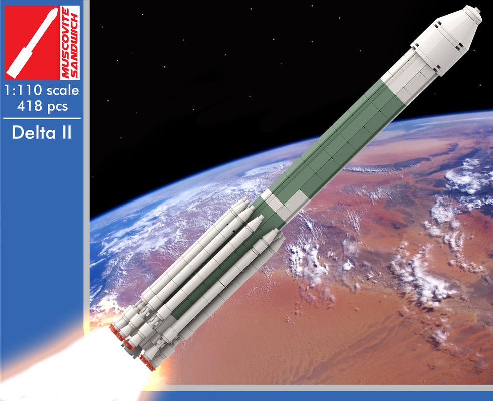 Lego Delta II with MER rover [Saturn V Scale]
