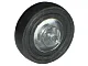 Wheel Center Small with Stub Axles (Pulley Wheel) with Black Tire 14mm D. x 4mm Smooth Small Single (3464 / 3139) / Trans-Clear