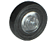 Lego Wheel Center Small with Stub Axles (Pulley Wheel) with Black Tire 14mm D. x 4mm Smooth Small Single (3464 / 3139) / Trans-Clear